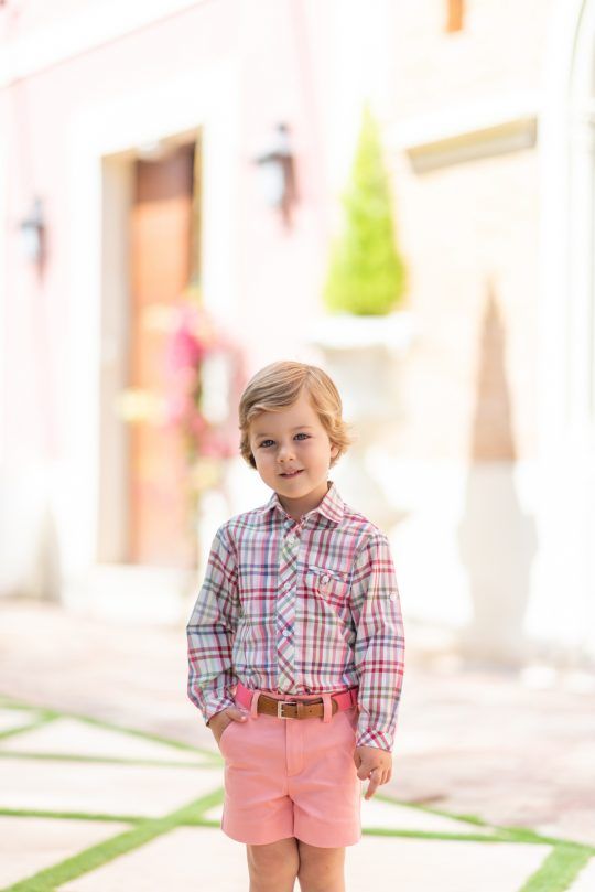 Camisa m/larga cuadros con pantalón corto salmón Dolce Petit