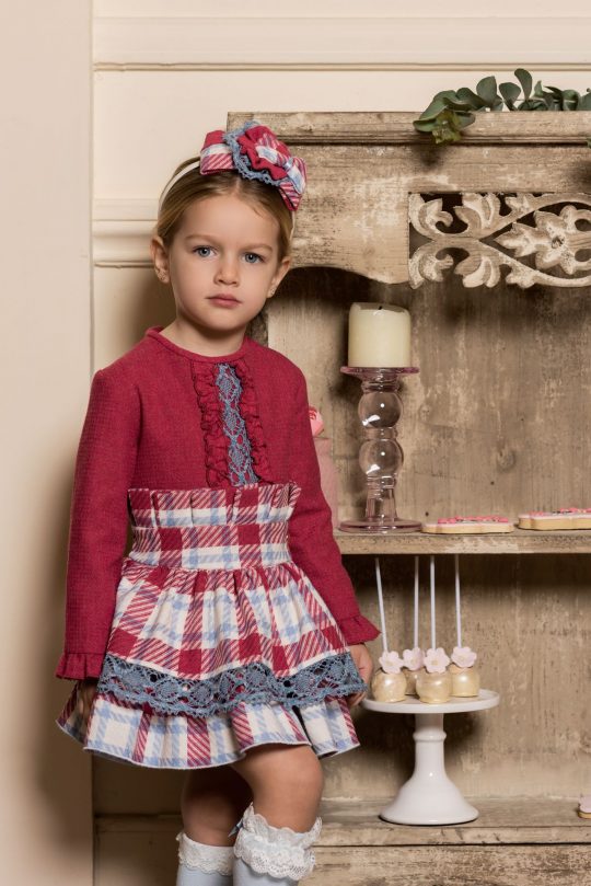 Vestido paño falda talle alto cuadros Dolce Petit