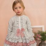 Vestido paño jaspeado cachemir volantes tull Dolce Petit