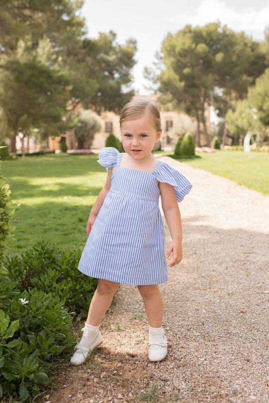 Vestido popelín rayas escote/espalda lazo Dolce Petit