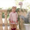 Vestido rosa palo print/floral topitos Dolce Petit