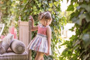 Vestido tricolor c/halter escote espalda Dolce Petit