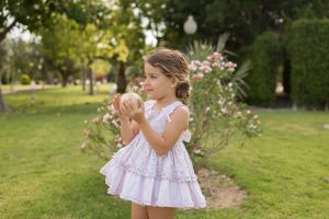 Vestido tirante floral volantes/rayas lazo espalda Dolce Petit