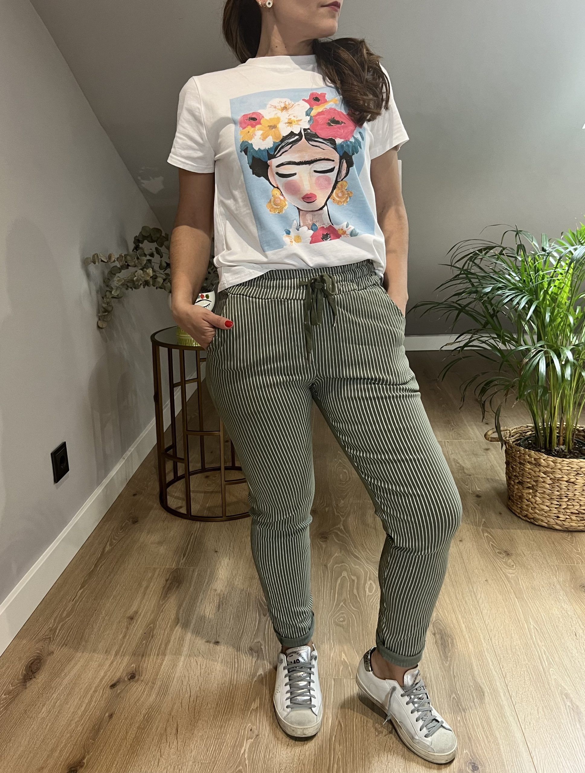 Joggerg listas kaki elástico